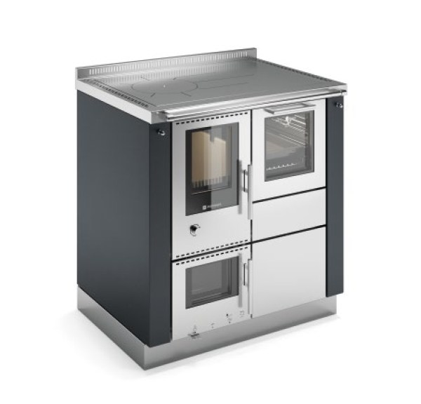 80 REVERSE FLAME fatüzelésű fűtőkályha sütővel PANORAMA