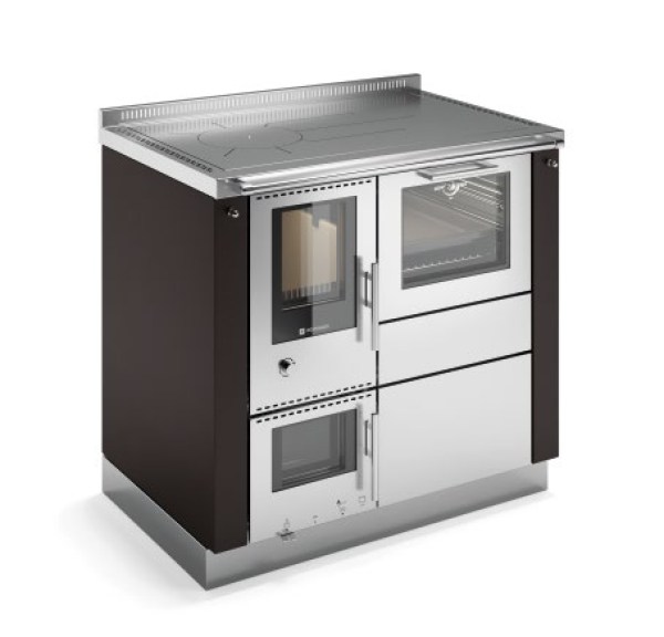 90 REVERSE FLAME fatüzelésű fűtőkályha sütővel PANORAMA